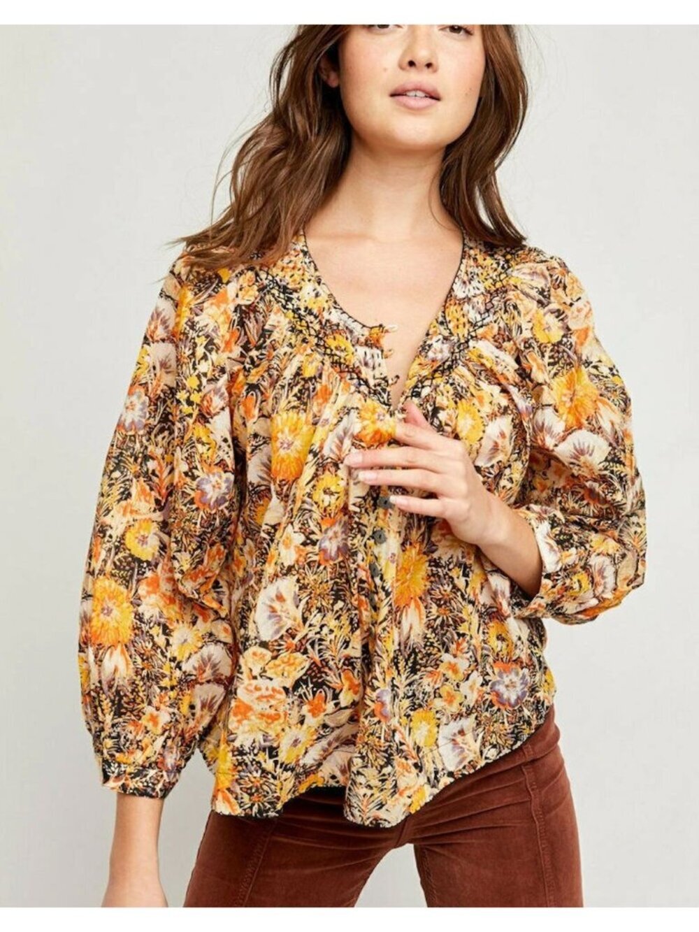 Free People Womens Cool Meadow Floral Midnight Top Size Medium Black SP NWOT